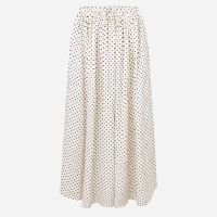 Saia Longa em Tricoline com Amarração e Estampa Poá Off White