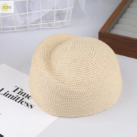 EONE Senhoras Cor Sólida Boina De Palha Chapéu Verão Boné De Sol Hostess Pi