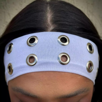 faixa de cabelo acessórios femininos em tecido com ilhós vazado diversos ta