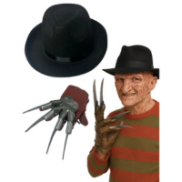 Fantasia Freddy Krueger Chapéu e Luva Garra Hora Do Pesadelo Halloween