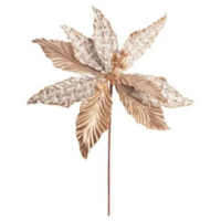 Flor Artificial Poinsétia Para Árvore de Natal - Dourada - Cromus