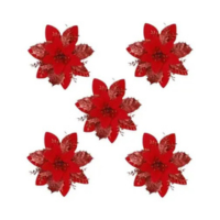 Flores de Glitter Artificiais para Árvore de Natal - Decoração de Natal 202