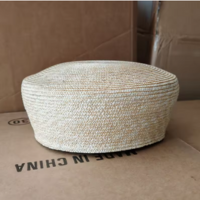 French Beret Hat Women Straw Cap Summer Woven Sun Hat Church Derby Party Ho