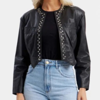 Jaqueta De Couro Com Tachas