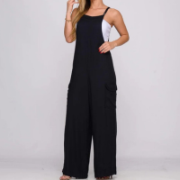 Jardineira de Viscose com Bolsos B’Bonnie Liz - Preto