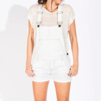 JARDINEIRA FEMININA SARJA COM BOLSO CANGURU