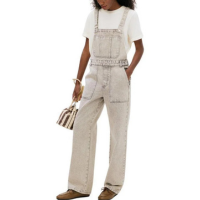 Jardineira Hering Jeans Leve Cargo Feminino - Cinza