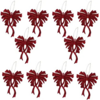 Kit 10 Laço Enfeite Para Arvore Natal Glitter 15x12cm Decoração Natalina Pr