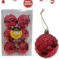 Kit 12 Bola De Natal Decorada 6cm Arvore Natalina Red Luxo - Wincy