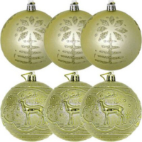 Kit 6 Bolas De Natal Enfeite Árvore De Natal Dourado De 80mm - Genérico