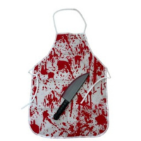 Kit Açougueiro Avental Ensanguentado Com Sangue e Faca Festa Fantasia Cospl