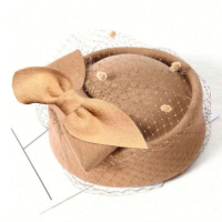 LANFY Pillbox Chapéu , Doce De Lã Estilo Britânico Com Véu , Decoração De F