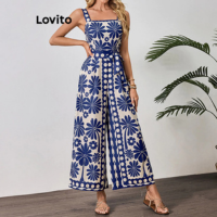 Lovito Macacão Boho Floral Com Cinto De Verão Para Mulheres LBL20623