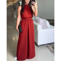 Macacão longo Feminino Liso de Amarrar GOLA ALTA