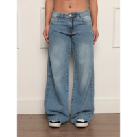 Oversized Calça Jeans Feminina Cintura Baixa perna larga