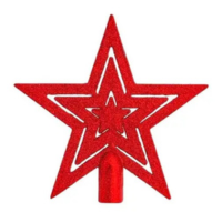 Ponteira Para Arvore De Natal Estrela Vazada 13Cm - Vermelho - Klizz
