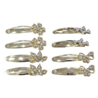 Presilha De Cabelo Tic Tac Com Strass Dourada 5 Pares