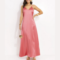 Quintess - Vestido Salmão em Cetim