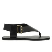 Rasteira Slim Fivela Couro Preta