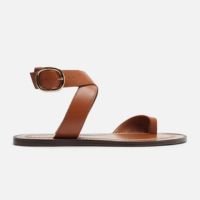 Sandália Rasteira Marrom Couro Tiras Dedeira