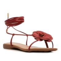 Rasteira Vermelho Flor Amarração