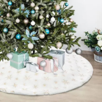 Saia de árvore de Natal Dremisland branca e dourada com pele sintética 90cm