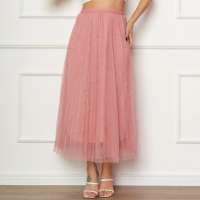 Saia de Tule Moda Feminina Midi Comprida Longa Elegante e Elastica de perol