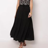 Saia Feminina Longa Berry & Co. Viscose Três Marias Preta