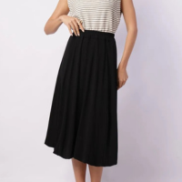 Saia Feminina Midi Balonê Preta