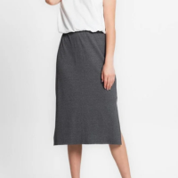 Saia Midi Canelada Infinita Cor Cinza - Cinza
