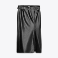 Saia Midi Reta Couro Eco