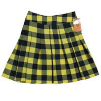 Saia Plissada de Prega Xadrez Amarela Colegial Tecido moda feminina coreana