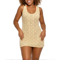 Saída de Praia Vestido Curto Crochê Regata Com Alças Em Viés - HYPE MODAS