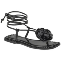 Sandália Feminina Rasteira Amarração Flor Rasteirinha - LAZZLU