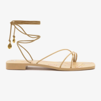 Sandália Flat Nadia Couro Bege