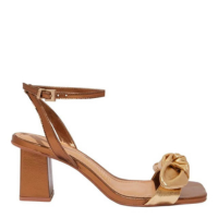 Sandalia Laço Metalizada Bronze Salto Medio