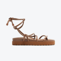 Sandália Papete Amarração Marrom