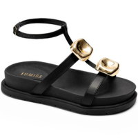 Sandália Papete Feminina Lumiss Enfeite Metalizado Blogueira Confortável