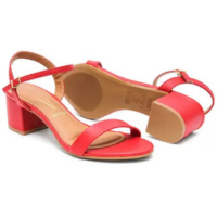 Sandália Vizzano Salto Grosso Feminina Com Fivela Conforto