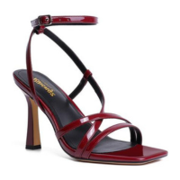 Sandálias RIBONGZ, vermelho escuro, tiras, saltos de gatinho, saltos femini