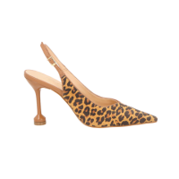 SCARPIN SLINGBACK DE SALTO TAÇA ALTO EM COURO NOBUCK ONÇA