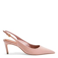 Scarpin Slingback Verniz Show Rosa Candy Bico Fino Salto Médio