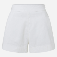 Short Curto em Bengaline com Cintura Alta e Zíper Lateral Branco