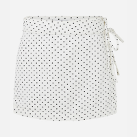 Short Saia em Sarja Poá com Amarração Lateral Branco