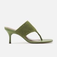 Tamanco Verde Crochê Salto Médio Tira Larga