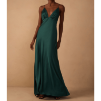 Vestido Cetim Decote Drapeado