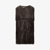 VESTIDO COM FRANJAS DE COURO DE CAMURÇA LIMITED EDITION