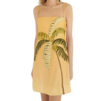 Vestido Curto Farm Rio Itacaré Coqueiro Laranja - Amarelo