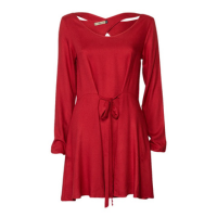 VESTIDO CURTO MANGA LONGA AMARRAÇÃO FRENTE