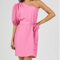 Vestido Curto PKS Um Ombro Só Rosa-GG - Rosa